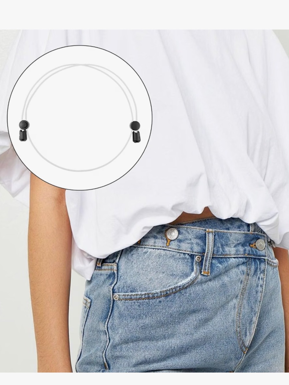Adjustable Shirt Tuck Band Women Crop Top Waist Belt Black & White